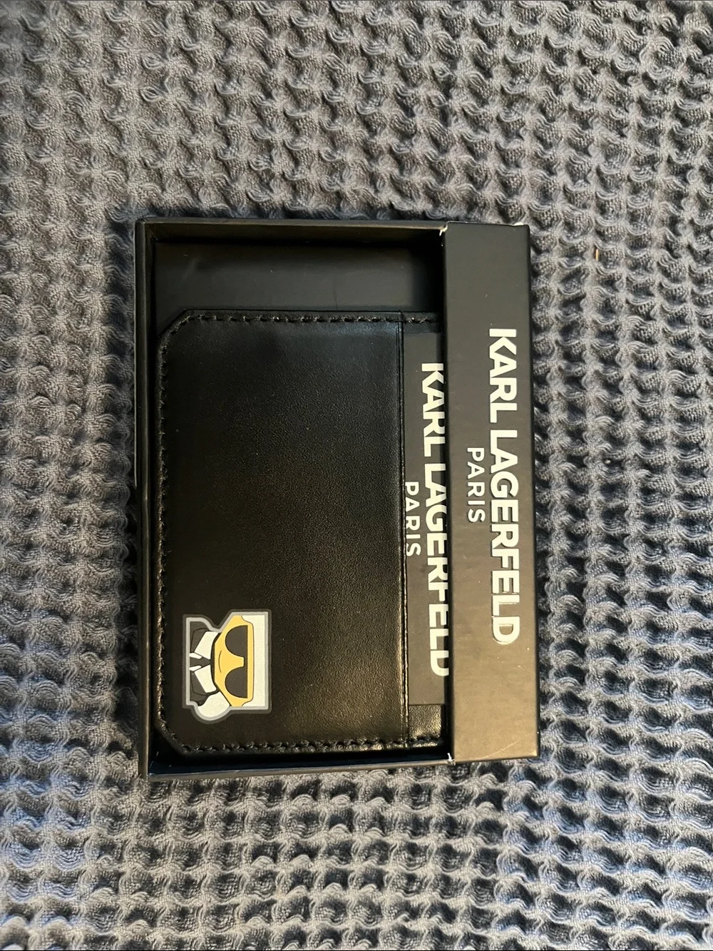 Brand New Karl Lagerfeld Black Logo Card Holder with Silhouette Print